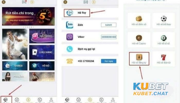 Liên hệ chăm sóc khách hàng 24.7 Kubet để mở nạp